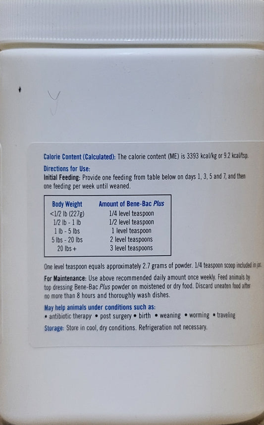 Bene-Bac Plus Powder Multi-Animal FOS & Probiotics - 454g 10oz - PetAg